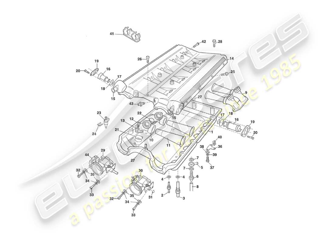 a part diagram from the aston martin v8 virage parts catalogue
