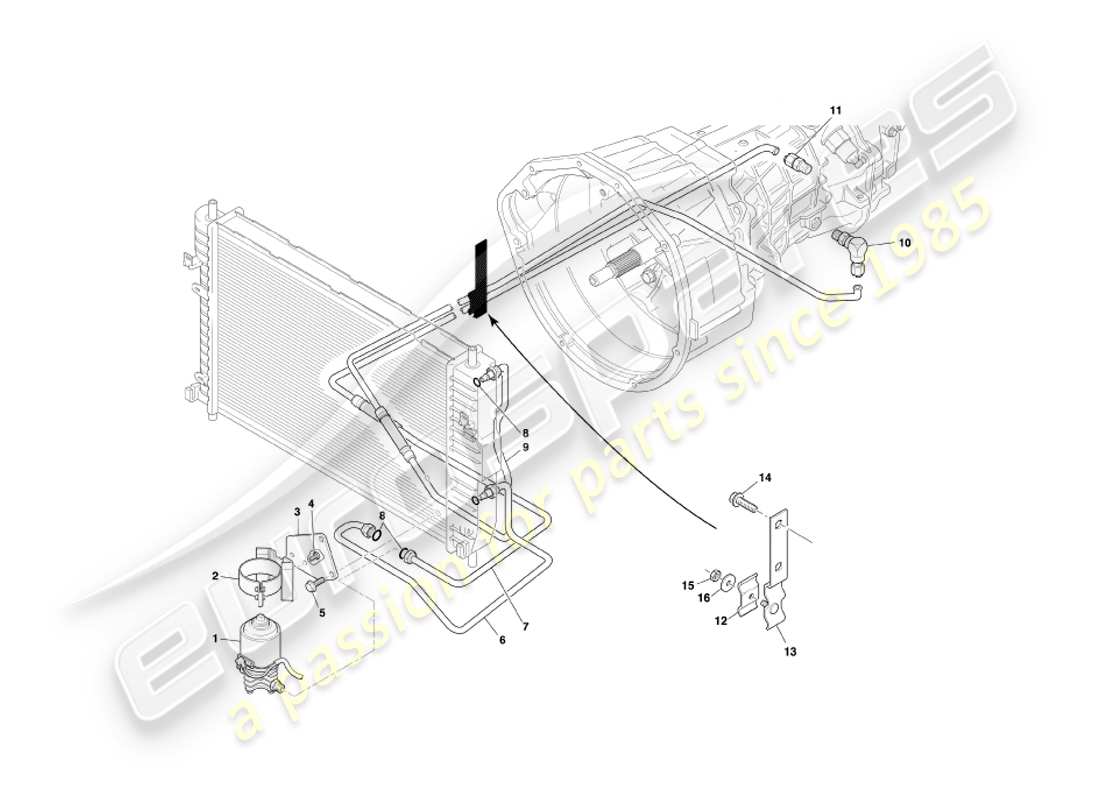 a part diagram from the aston martin db7 vantage (2001) parts catalogue