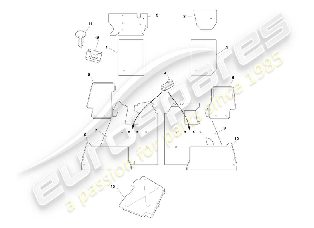 a part diagram from the aston martin db7 parts catalogue