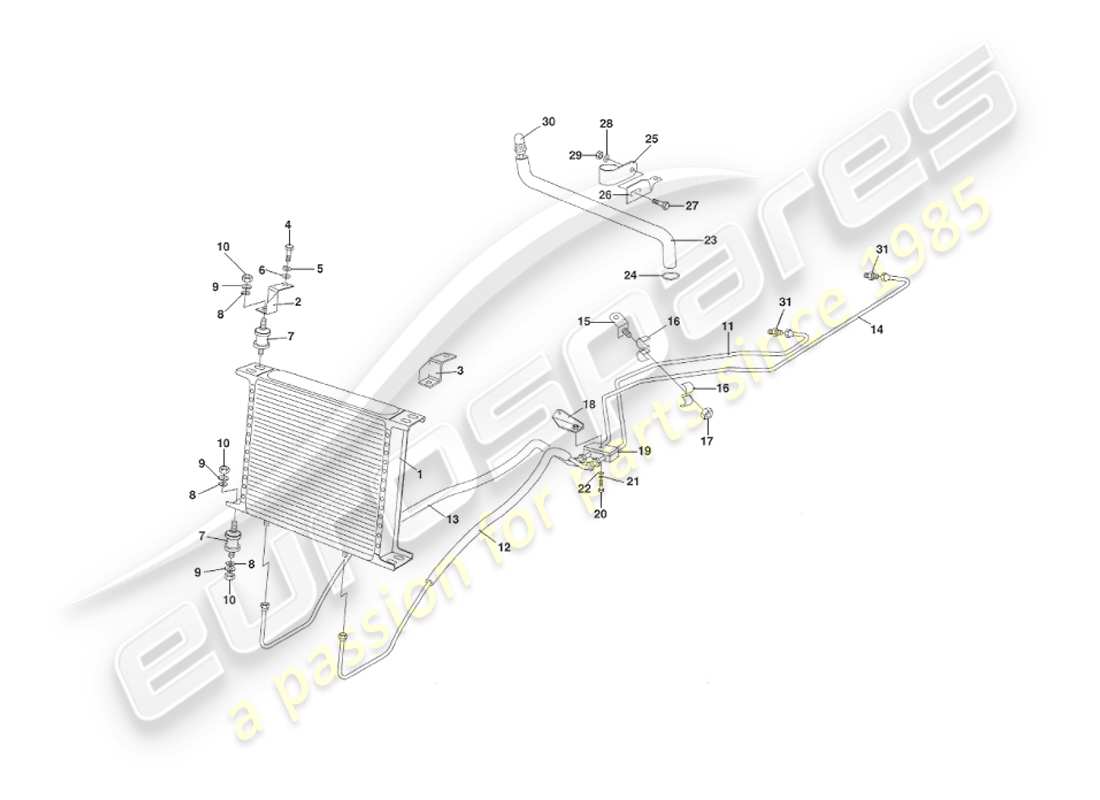 a part diagram from the aston martin v8 virage parts catalogue