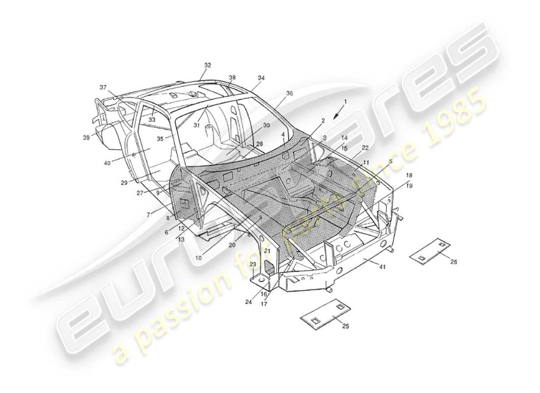 a part diagram from the aston martin v8 virage parts catalogue