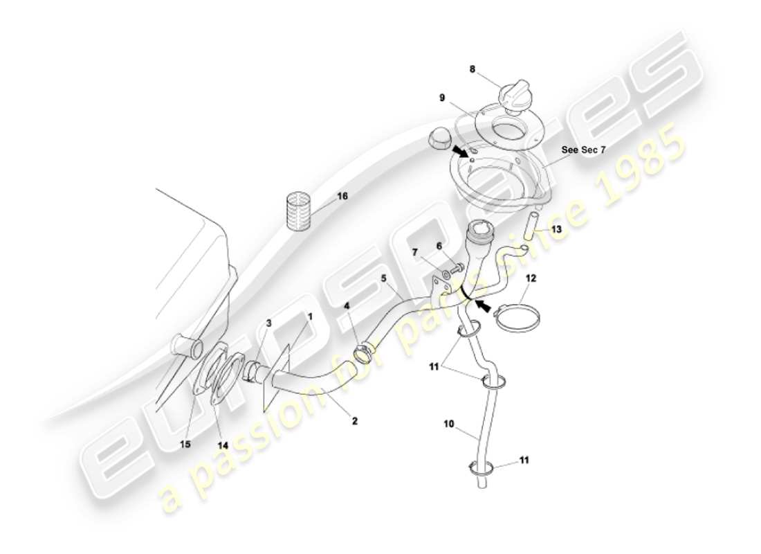 a part diagram from the aston martin vanquish (2004) parts catalogue