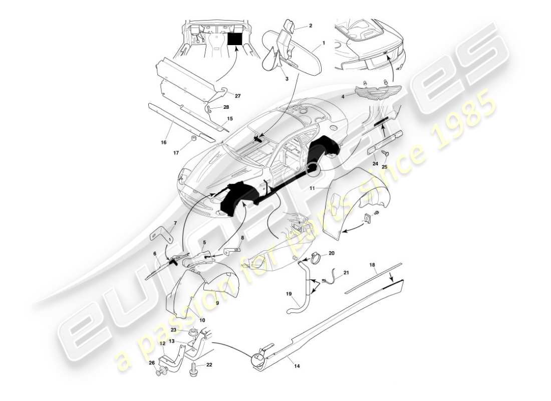 a part diagram from the aston martin vanquish (2002) parts catalogue