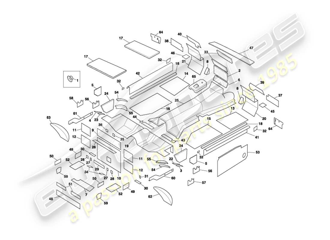VIEW PARTS DIAGRAMS FROM THE ASTON MARTIN DB7 PARTS CATALOGUE a part diagram from the aston martin db7 parts catalogue