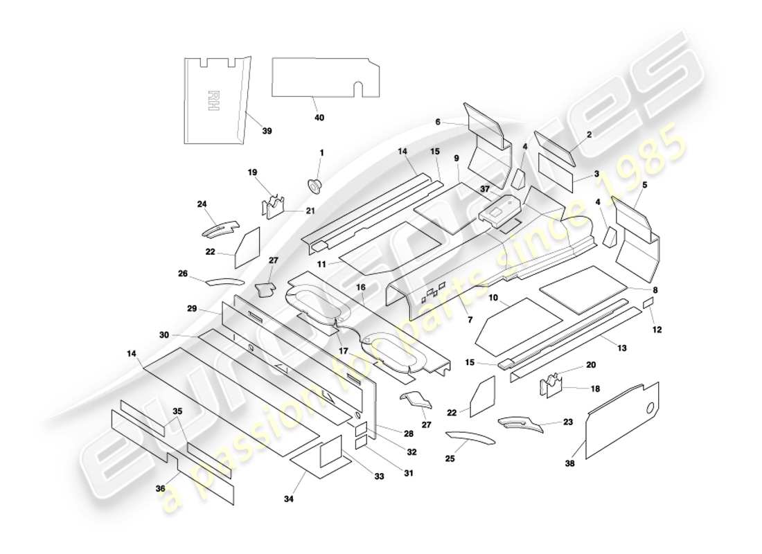 VIEW PARTS DIAGRAMS FROM THE ASTON MARTIN DB7 PARTS CATALOGUE a part diagram from the aston martin db7 parts catalogue