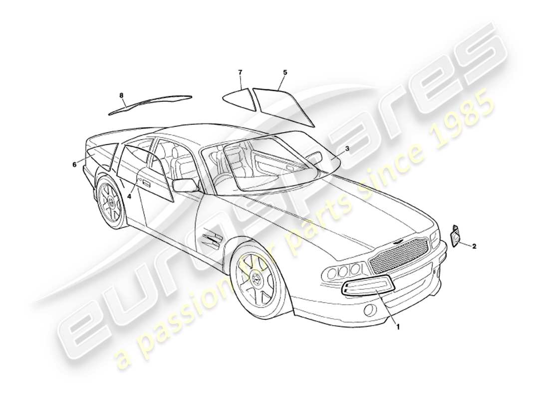 VIEW PARTS DIAGRAMS FROM THE ASTON MARTIN V8 COUPE PARTS CATALOGUE a part diagram from the aston martin v8 coupe parts catalogue