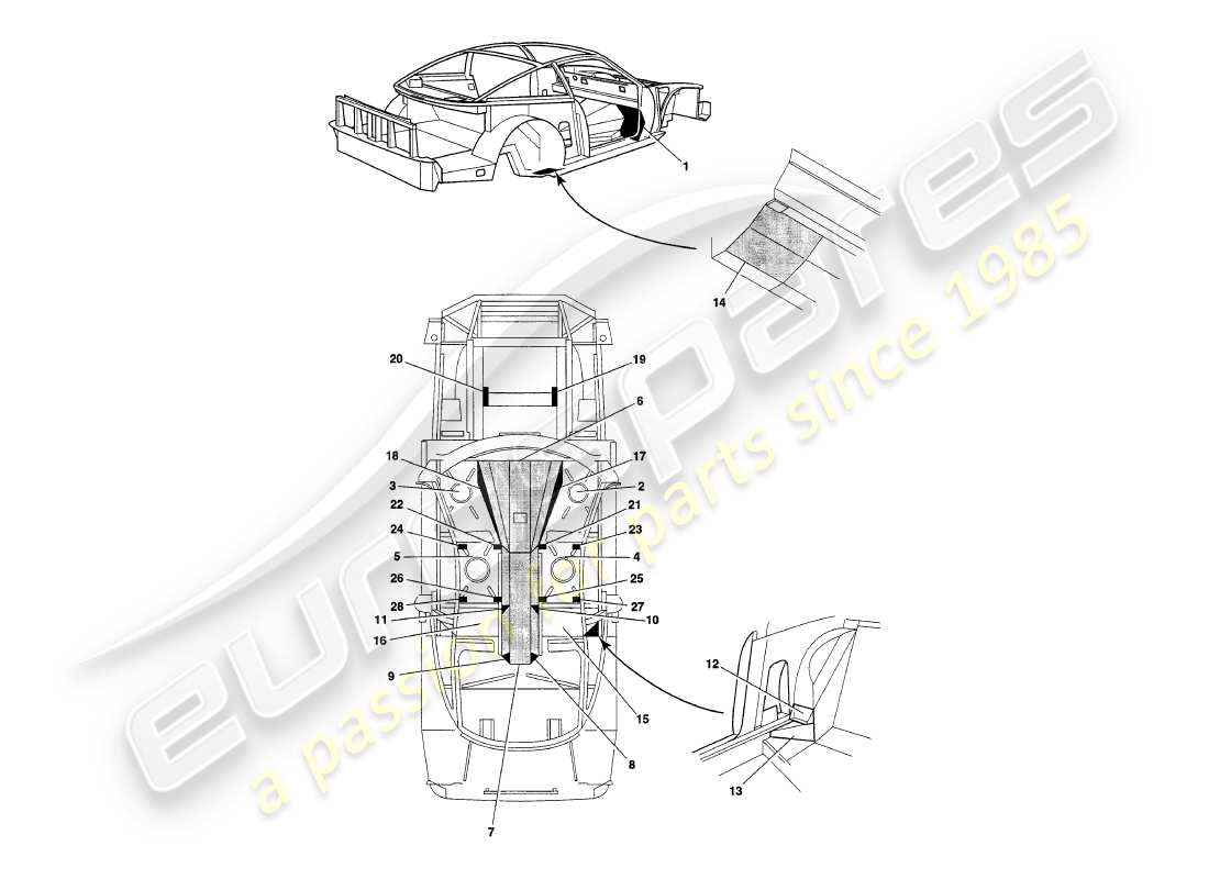 a part diagram from the aston martin v8 coupe parts catalogue