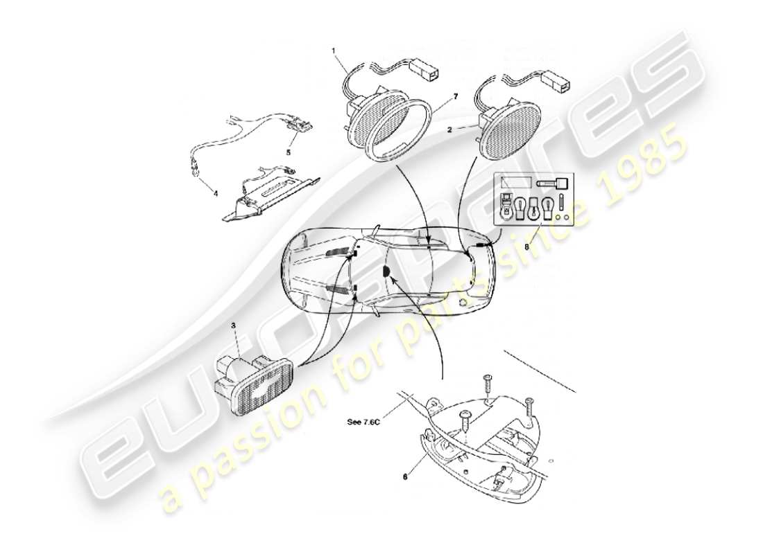 a part diagram from the aston martin vanquish parts catalogue