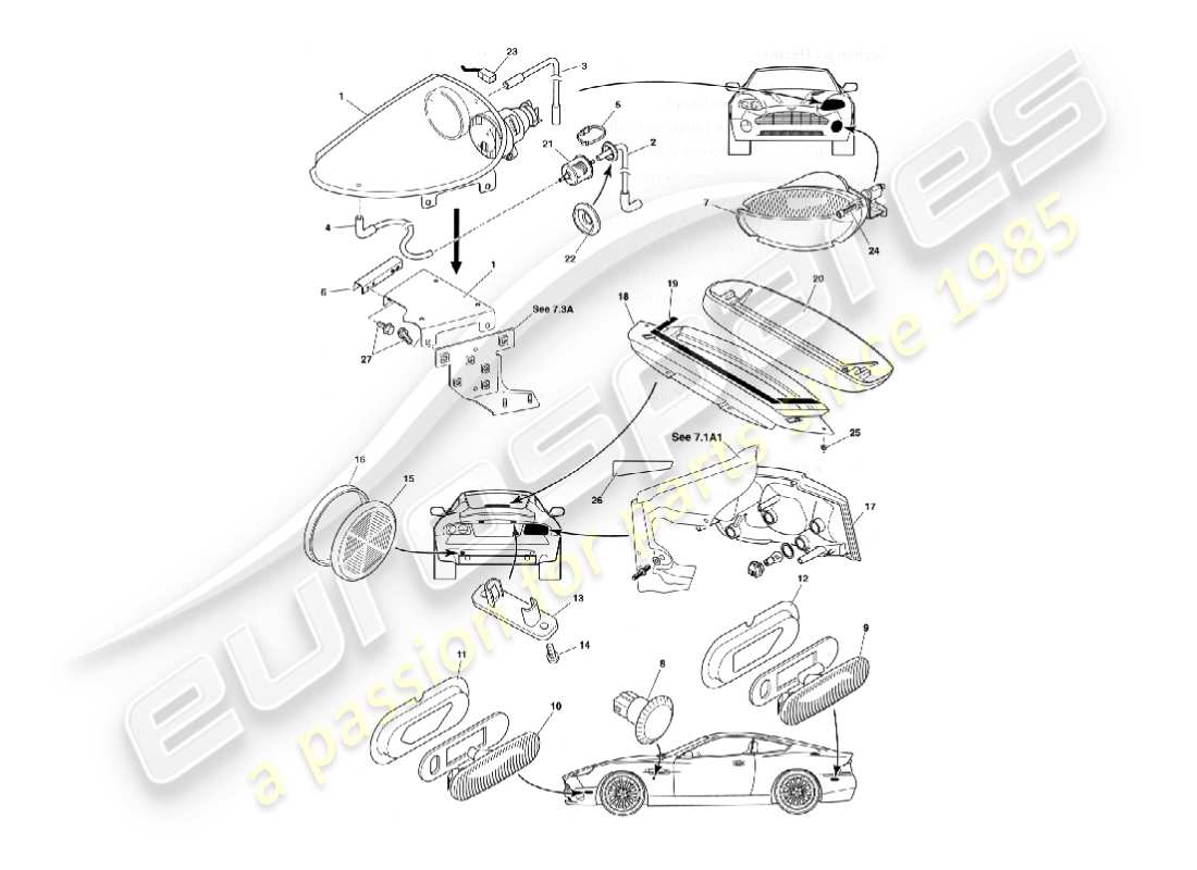 a part diagram from the aston martin vanquish (2005) parts catalogue
