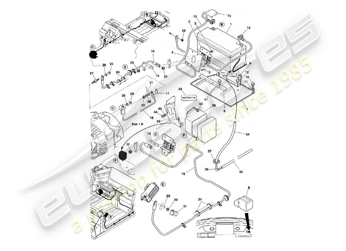 a part diagram from the aston martin vanquish (2005) parts catalogue