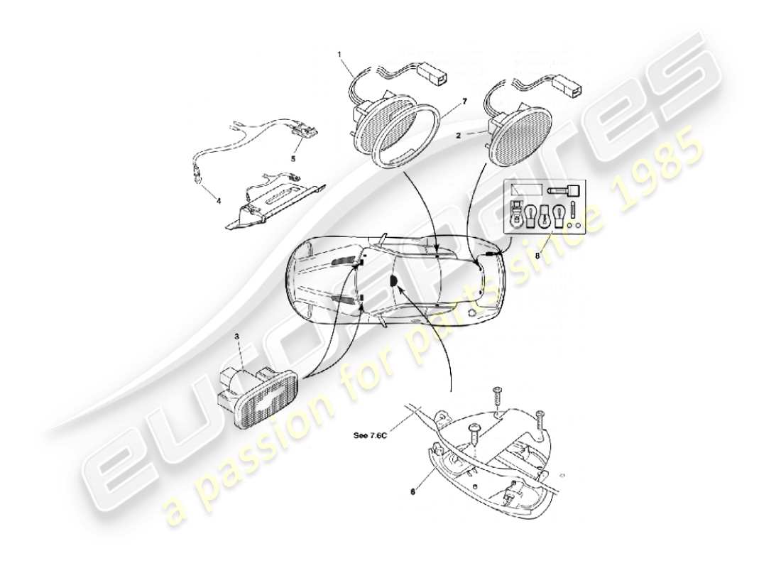a part diagram from the aston martin vanquish (2004) parts catalogue