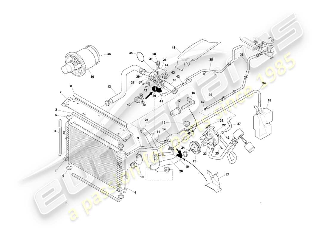 a part diagram from the aston martin db7 vantage (2001) parts catalogue