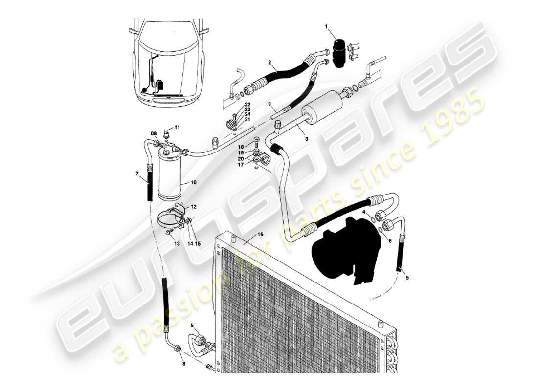a part diagram from the aston martin v8 volante parts catalogue