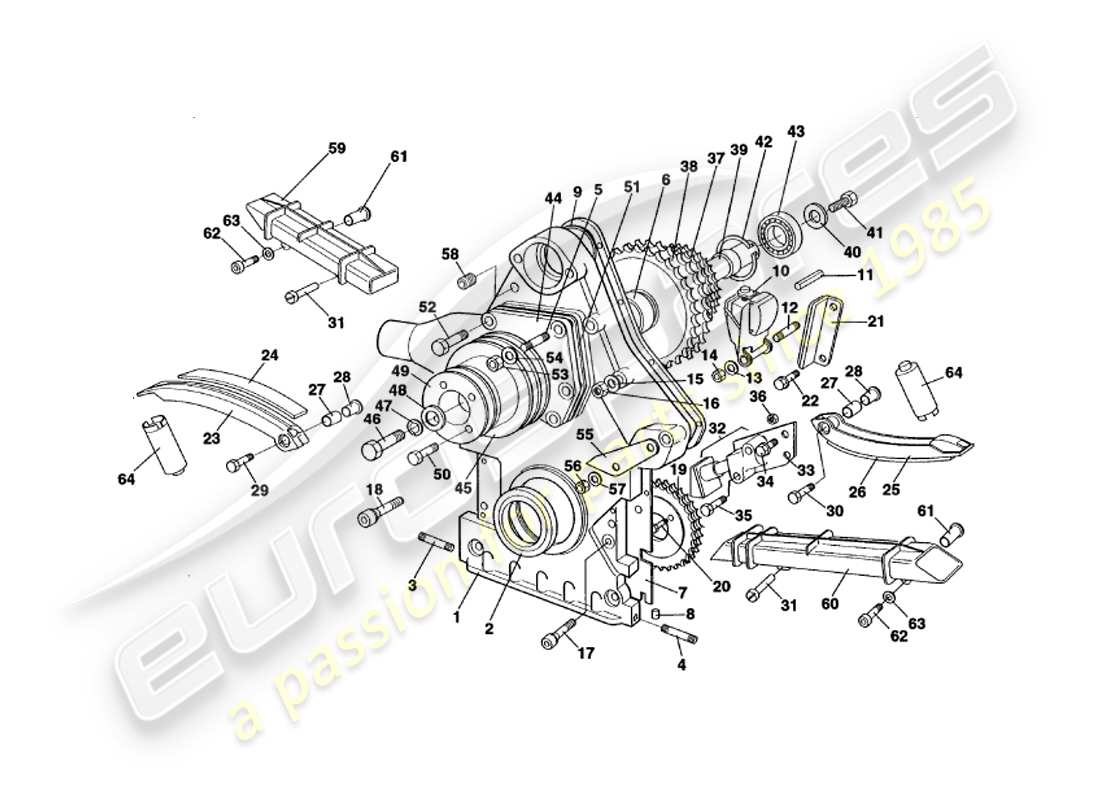 a part diagram from the aston martin v8 volante parts catalogue
