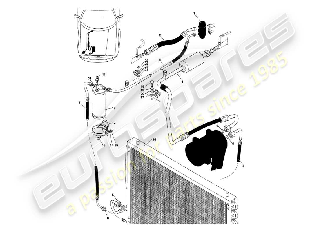 a part diagram from the aston martin v8 volante parts catalogue