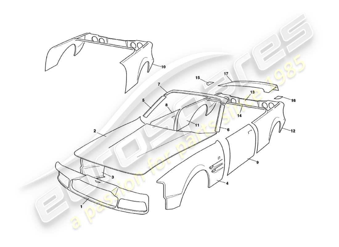 a part diagram from the aston martin v8 volante parts catalogue
