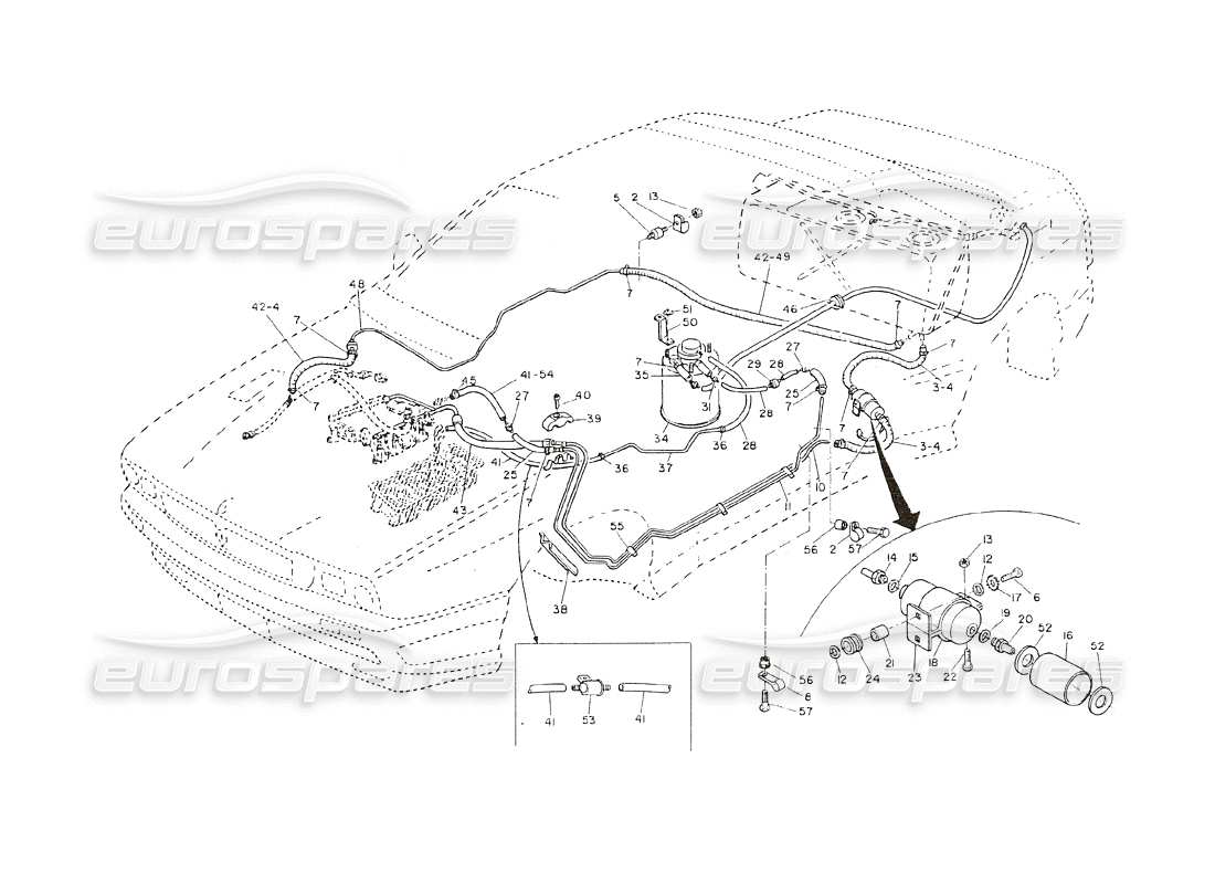 VIEW PARTS DIAGRAMS FROM THE MASERATI SHAMAL PARTS CATALOGUE a part diagram from the maserati shamal parts catalogue