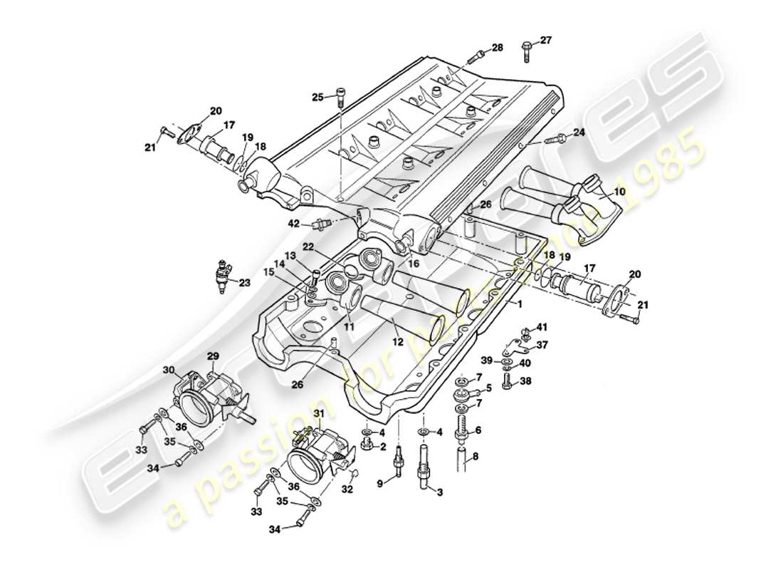 a part diagram from the aston martin v8 volante parts catalogue