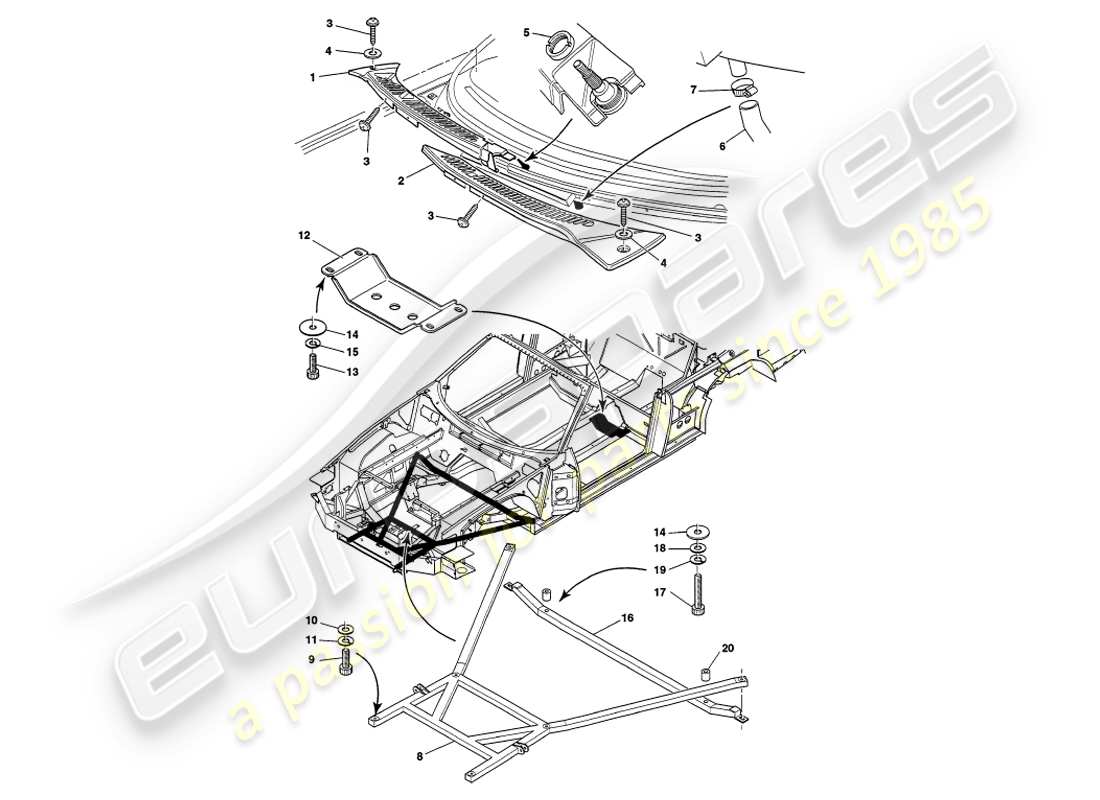 a part diagram from the aston martin v8 volante parts catalogue