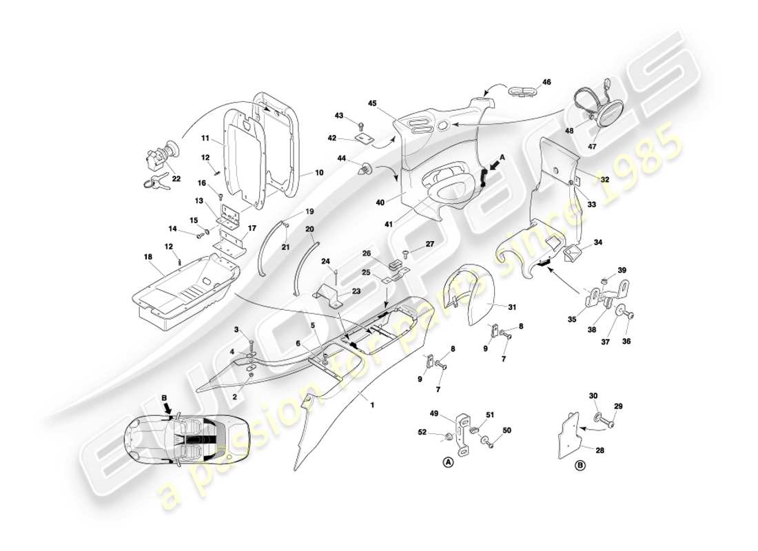 a part diagram from the aston martin db7 vantage (1999) parts catalogue