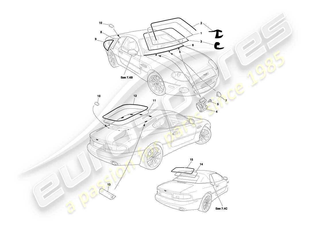 a part diagram from the aston martin db7 vantage (1999) parts catalogue