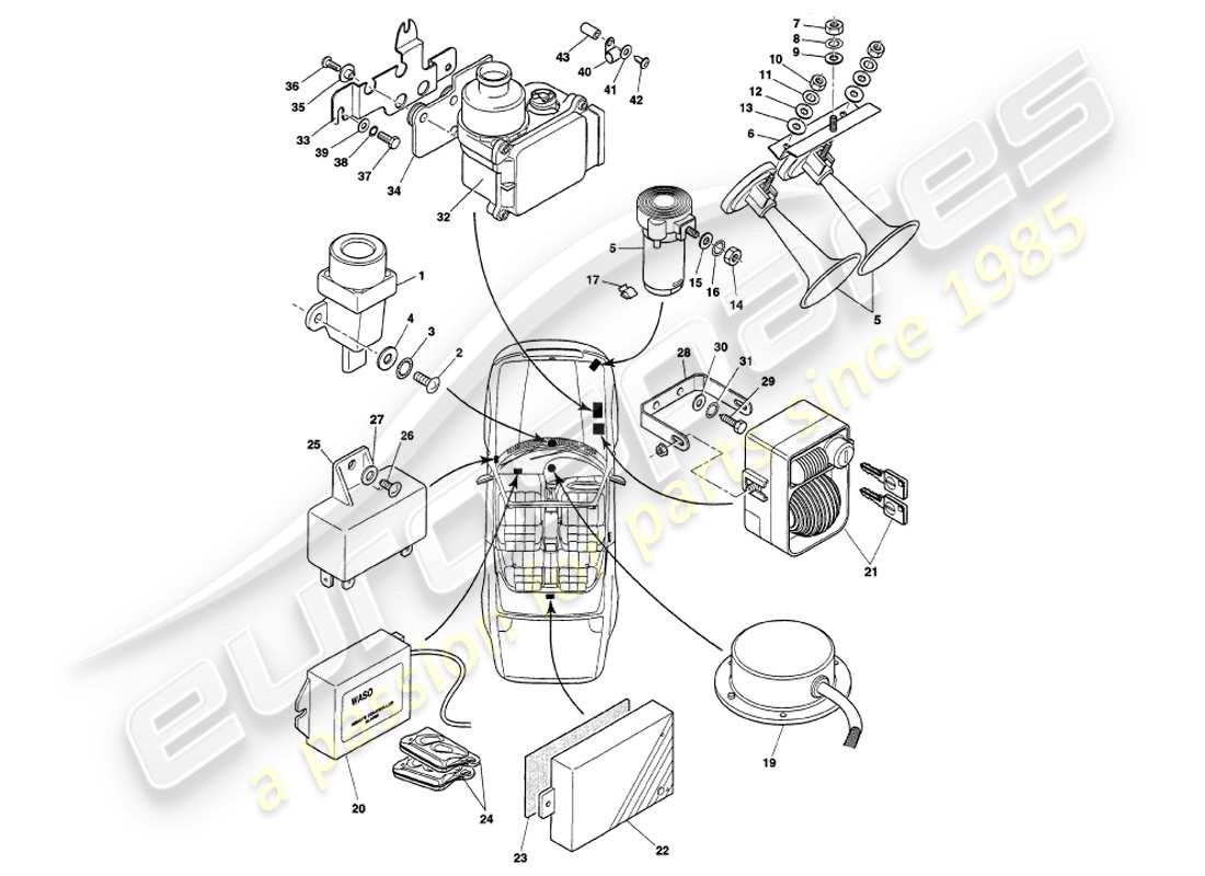 a part diagram from the aston martin v8 volante (1999) parts catalogue