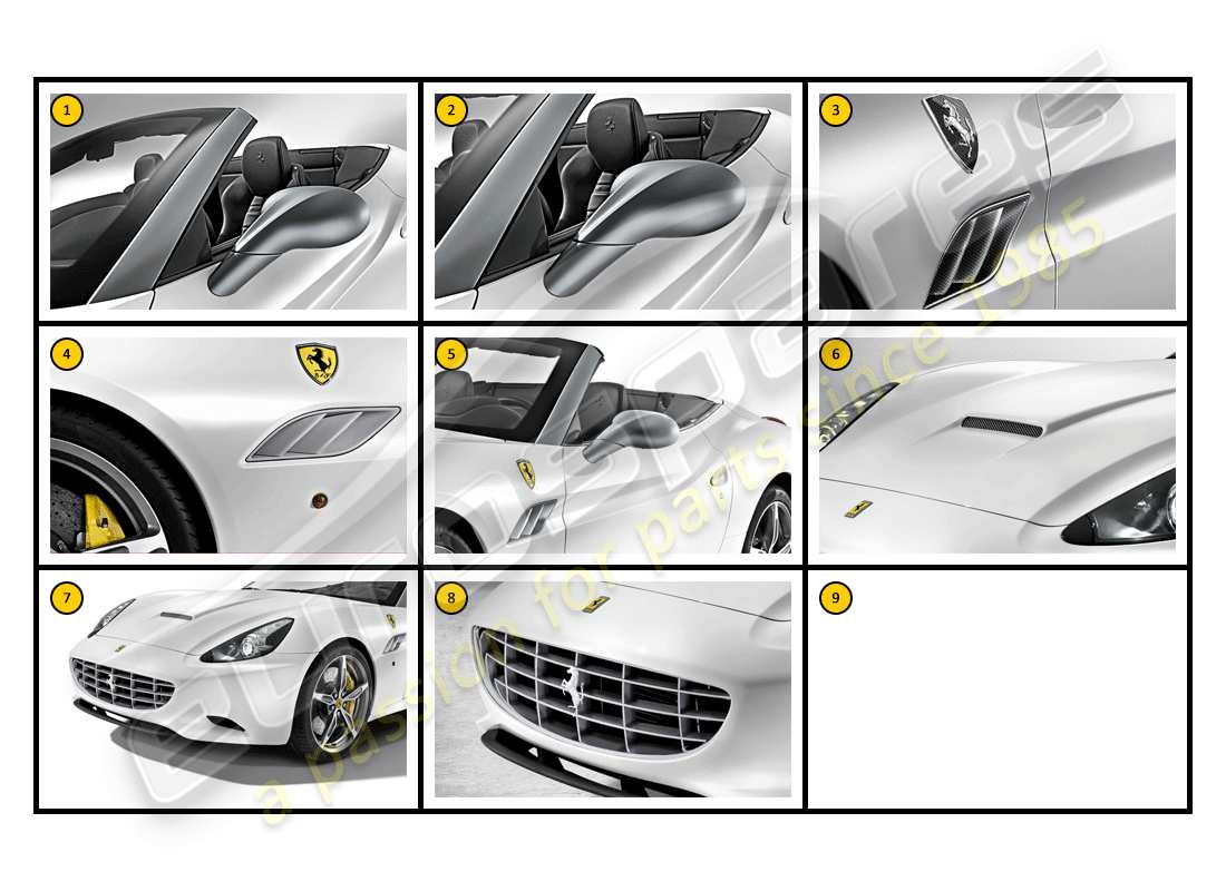 a part diagram from the ferrari california (accessories) parts catalogue
