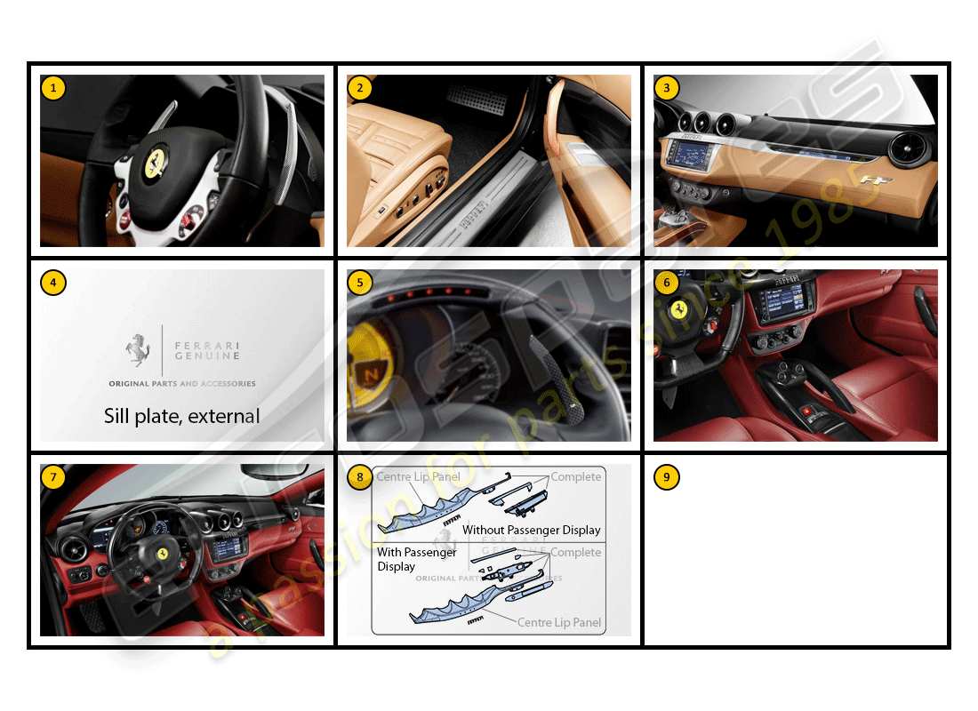 a part diagram from the ferrari ff (accessories) parts catalogue