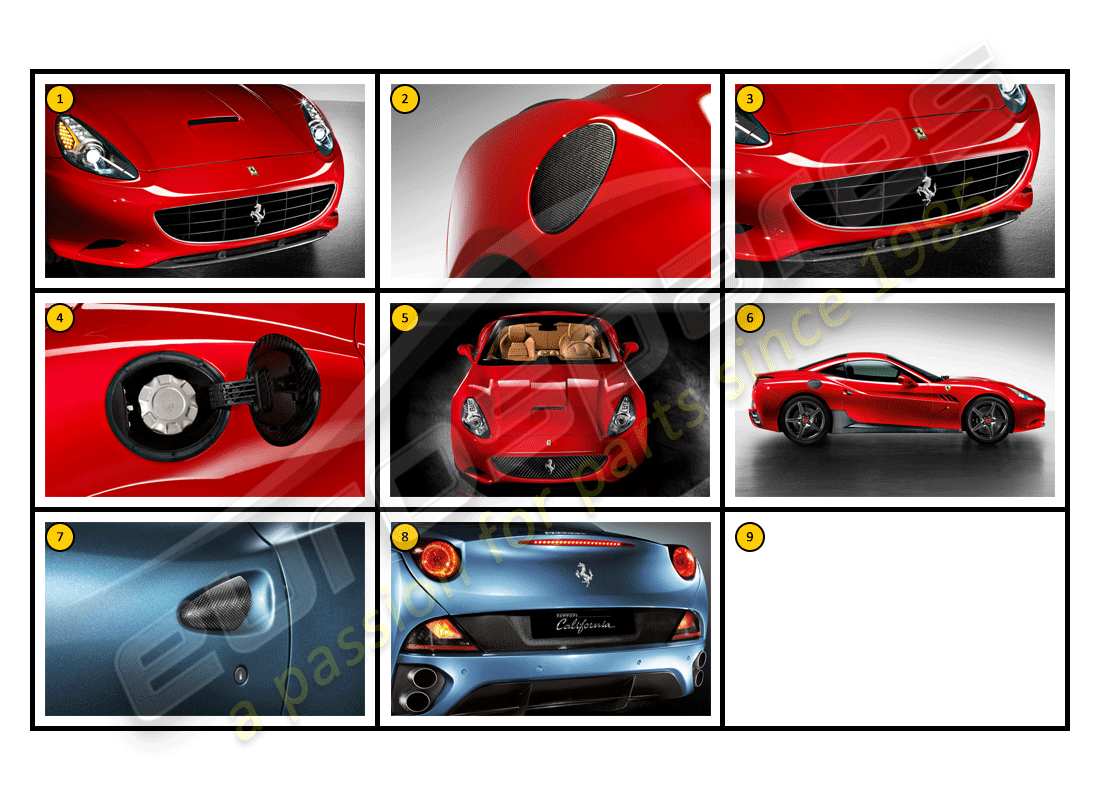 a part diagram from the ferrari california (accessories) parts catalogue