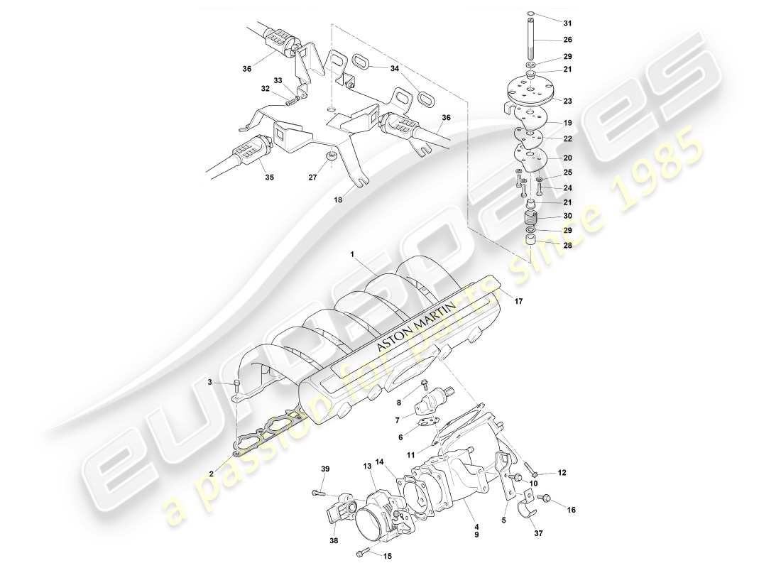 a part diagram from the aston martin db7 vantage (2000) parts catalogue
