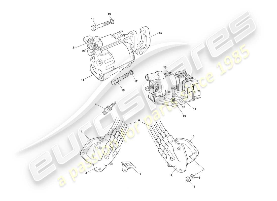a part diagram from the aston martin v8 virage parts catalogue