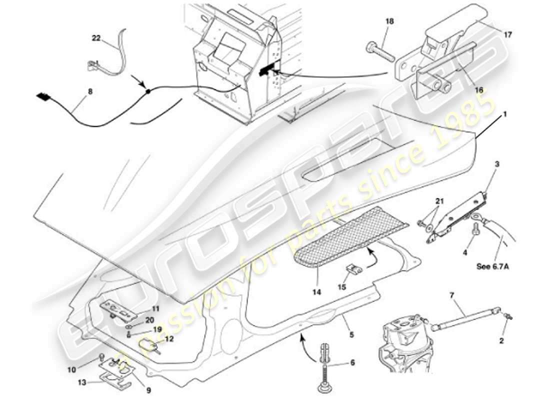 a part diagram from the aston martin vanquish (2001) parts catalogue