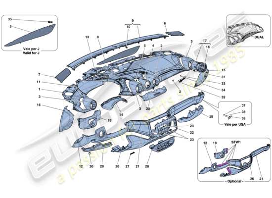 a part diagram from the ferrari california parts catalogue