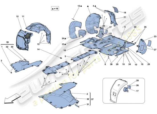 a part diagram from the ferrari 458 speciale (rhd) parts catalogue