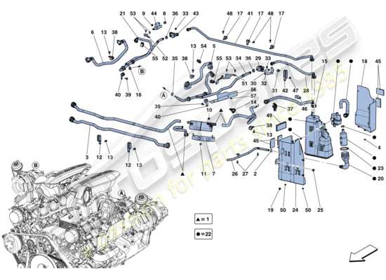 a part diagram from the ferrari 488 spider (rhd) parts catalogue