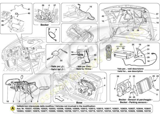 a part diagram from the ferrari california parts catalogue