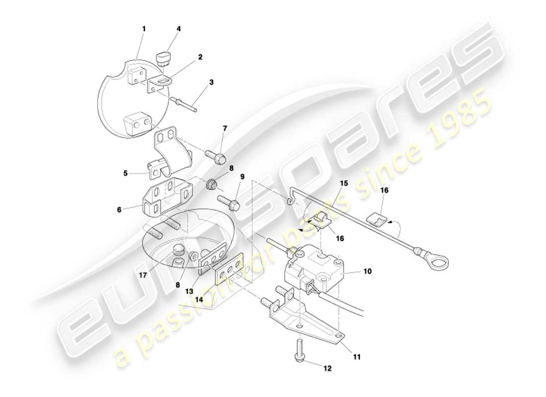 aston martin db7 vantage (2002) fuel flap mechanism part diagram
