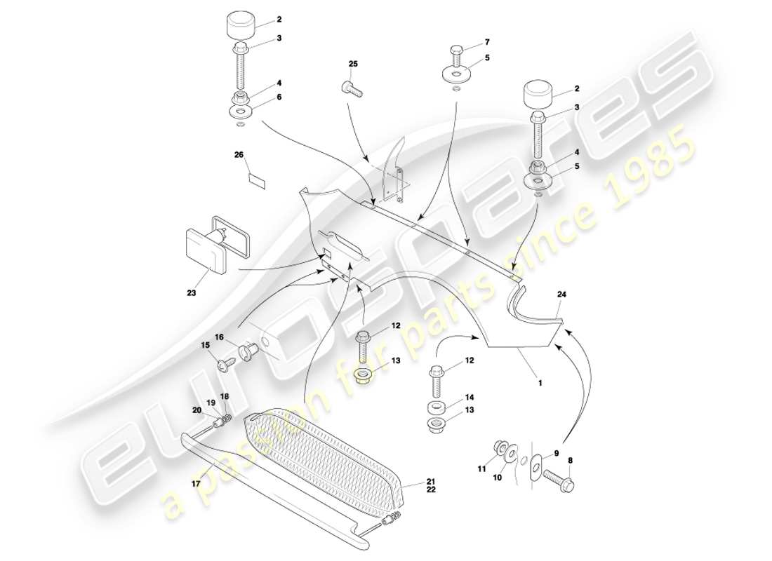aston martin db7 vantage (2002) front wings part diagram