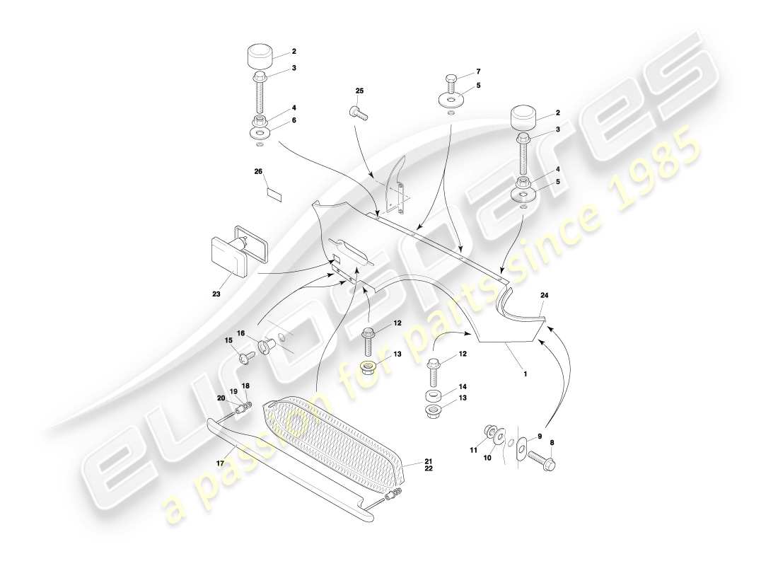 aston martin db7 vantage (2000) front wings part diagram