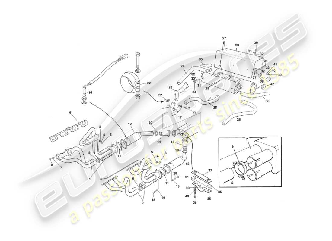 aston martin v8 virage (2000) exhaust system, volante, vin 69225 on parts diagram