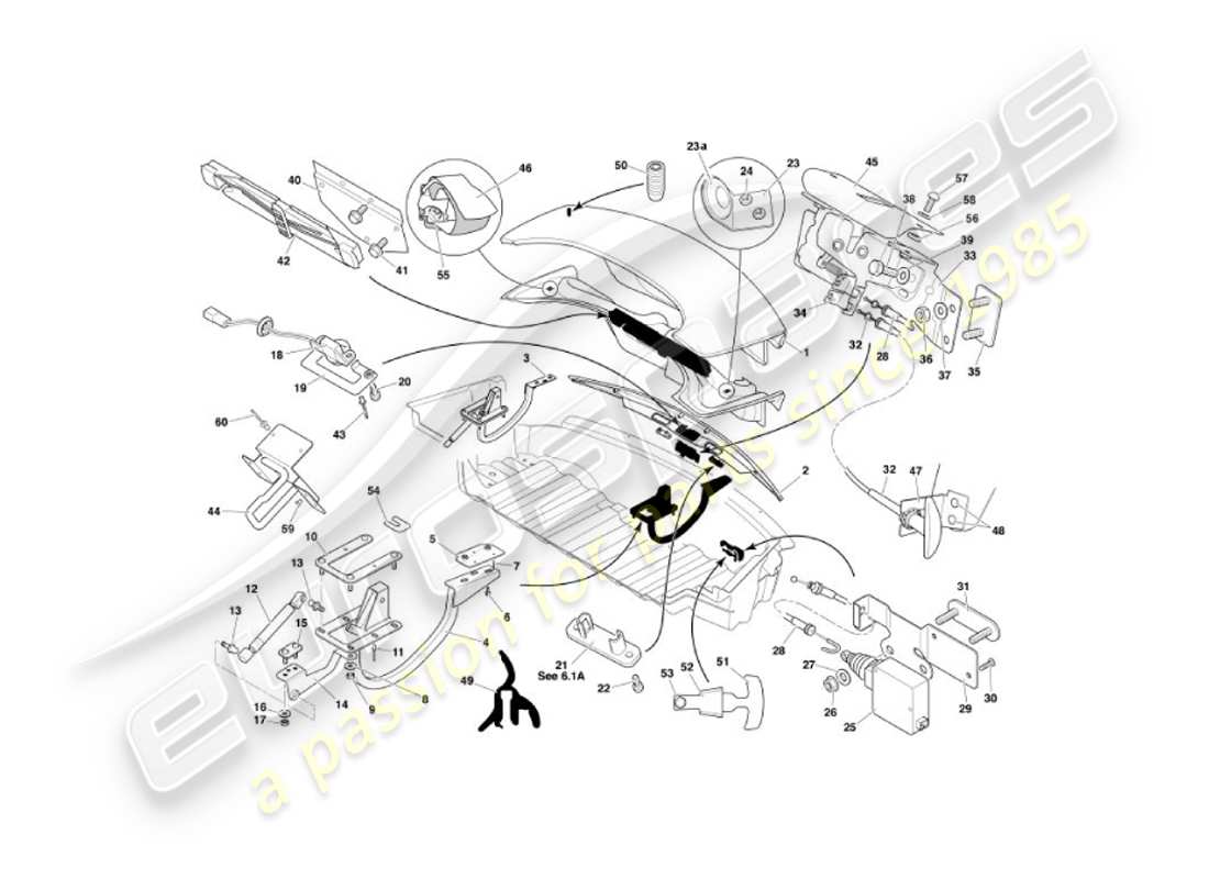 aston martin vanquish (2003) trunk lid parts diagram