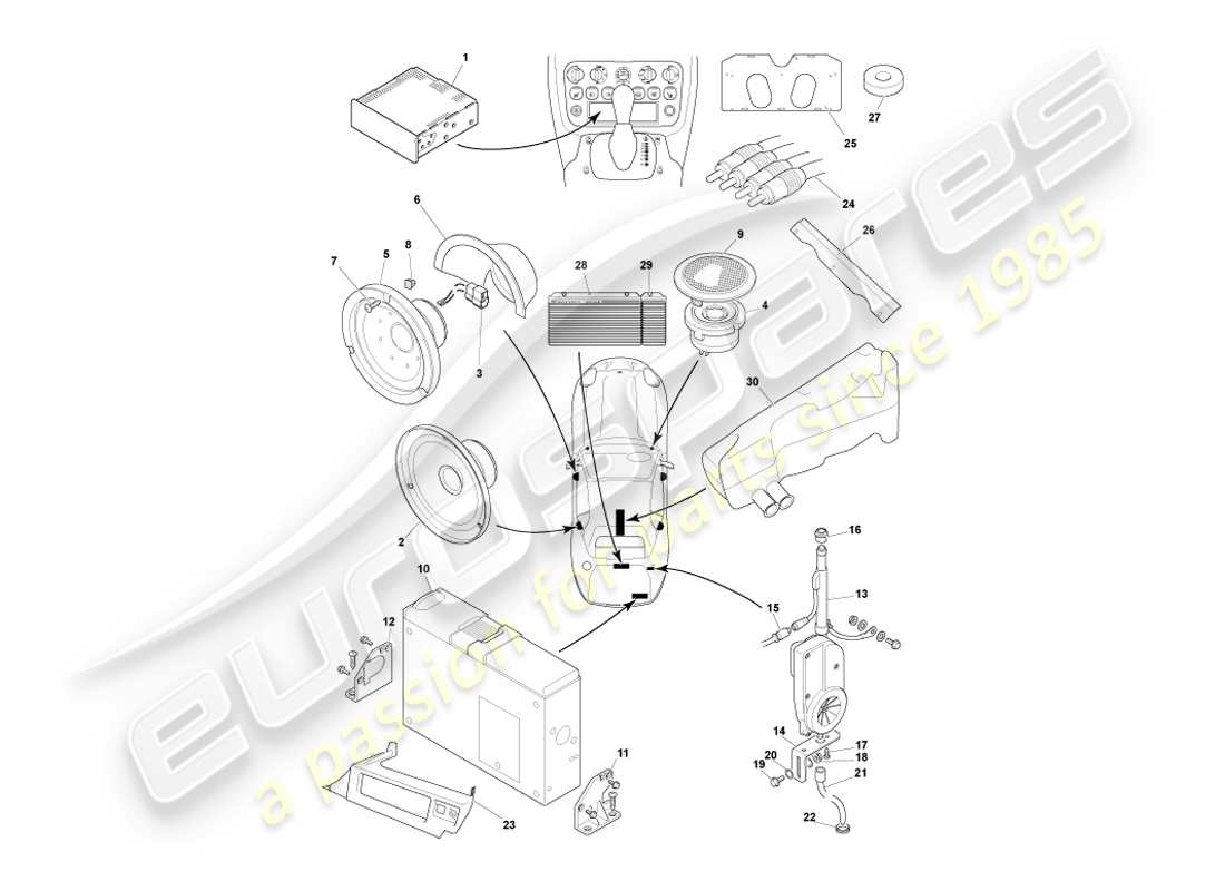 aston martin db7 vantage (2000) in car entertainment part diagram