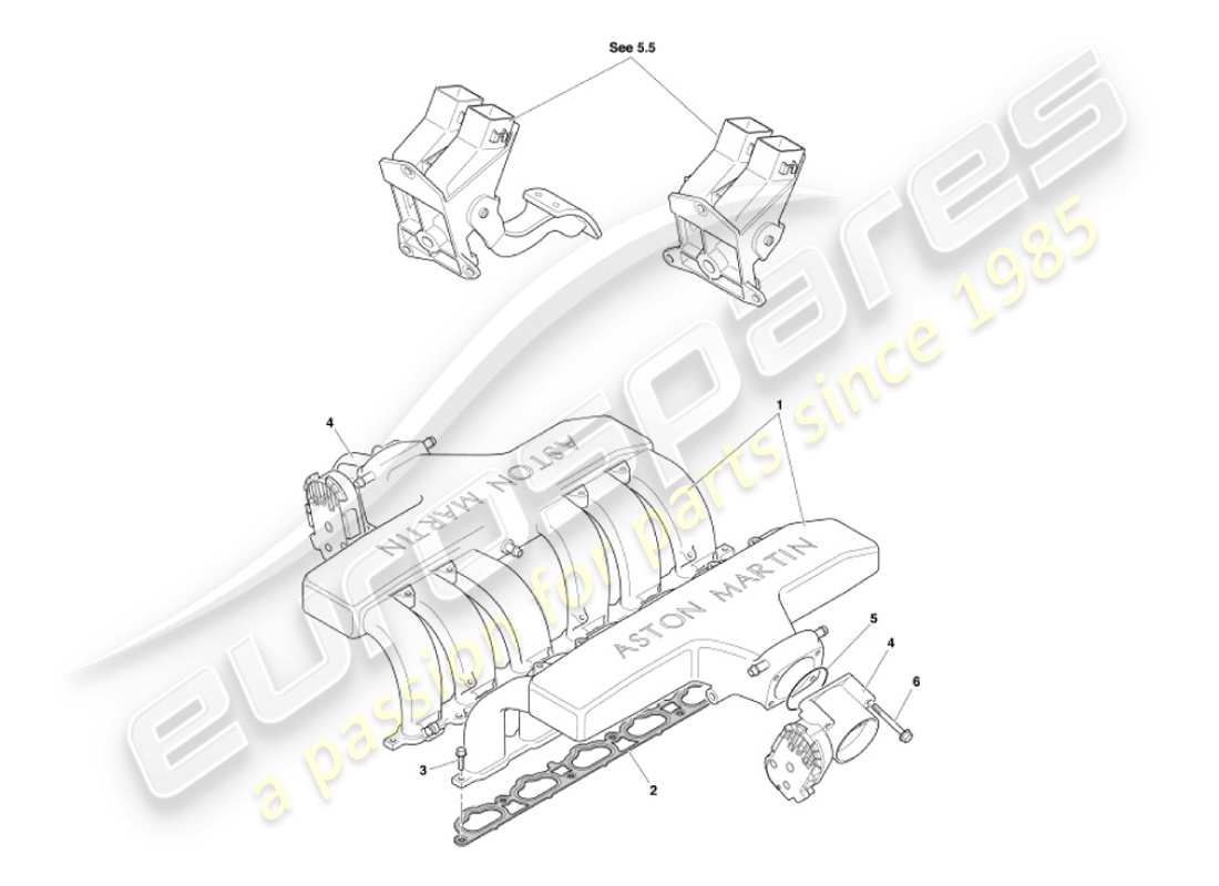 aston martin vanquish (2003) intake manifolds & throttles parts diagram