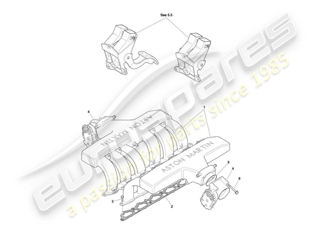 aston martin vanquish (2004) intake manifolds & throttle part diagram
