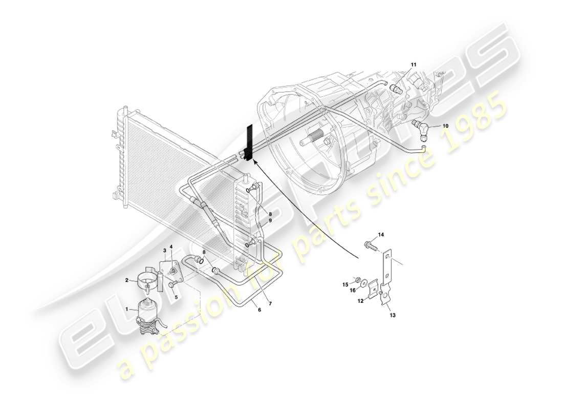 aston martin db7 vantage (2000) manual transmission, gearbox cooling part diagram