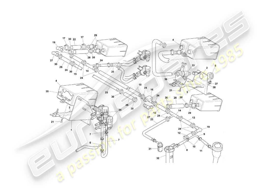 aston martin db7 vantage (2000) evaporative emission system, federal part diagram