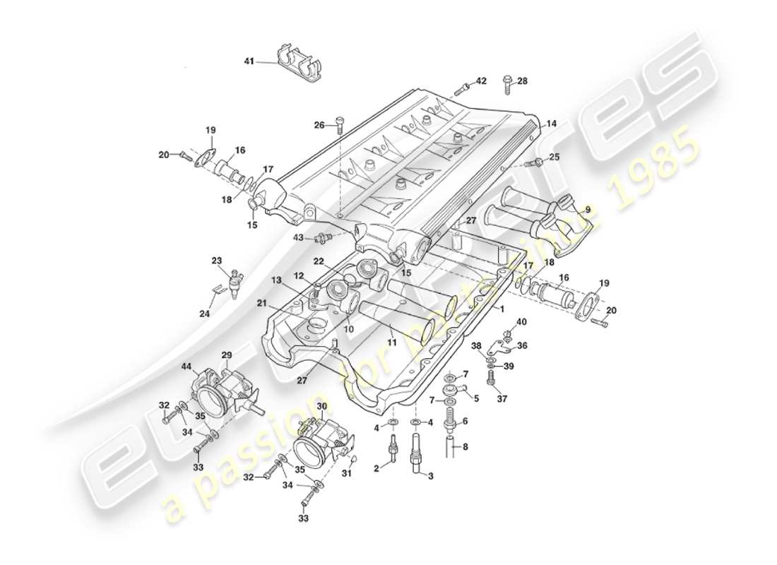 aston martin v8 virage (1999) fuel, emission control, exhaust part diagram