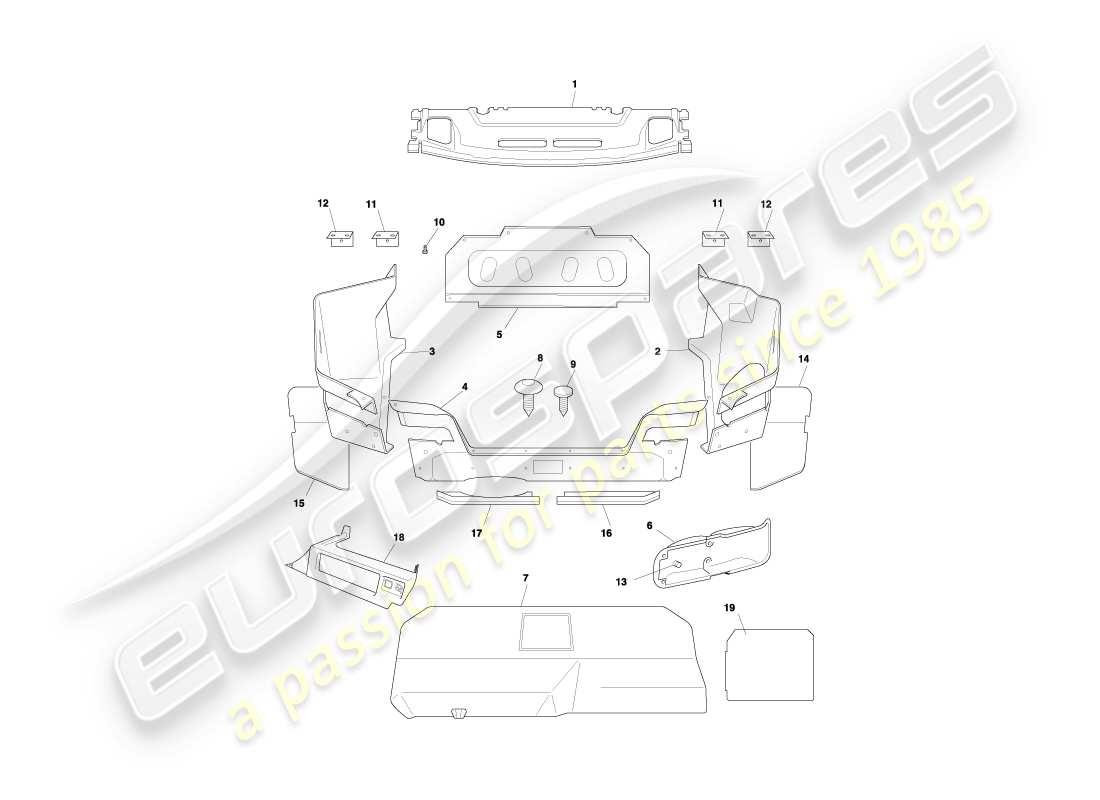 aston martin db7 vantage (2002) coupe trunk casing & mats part diagram