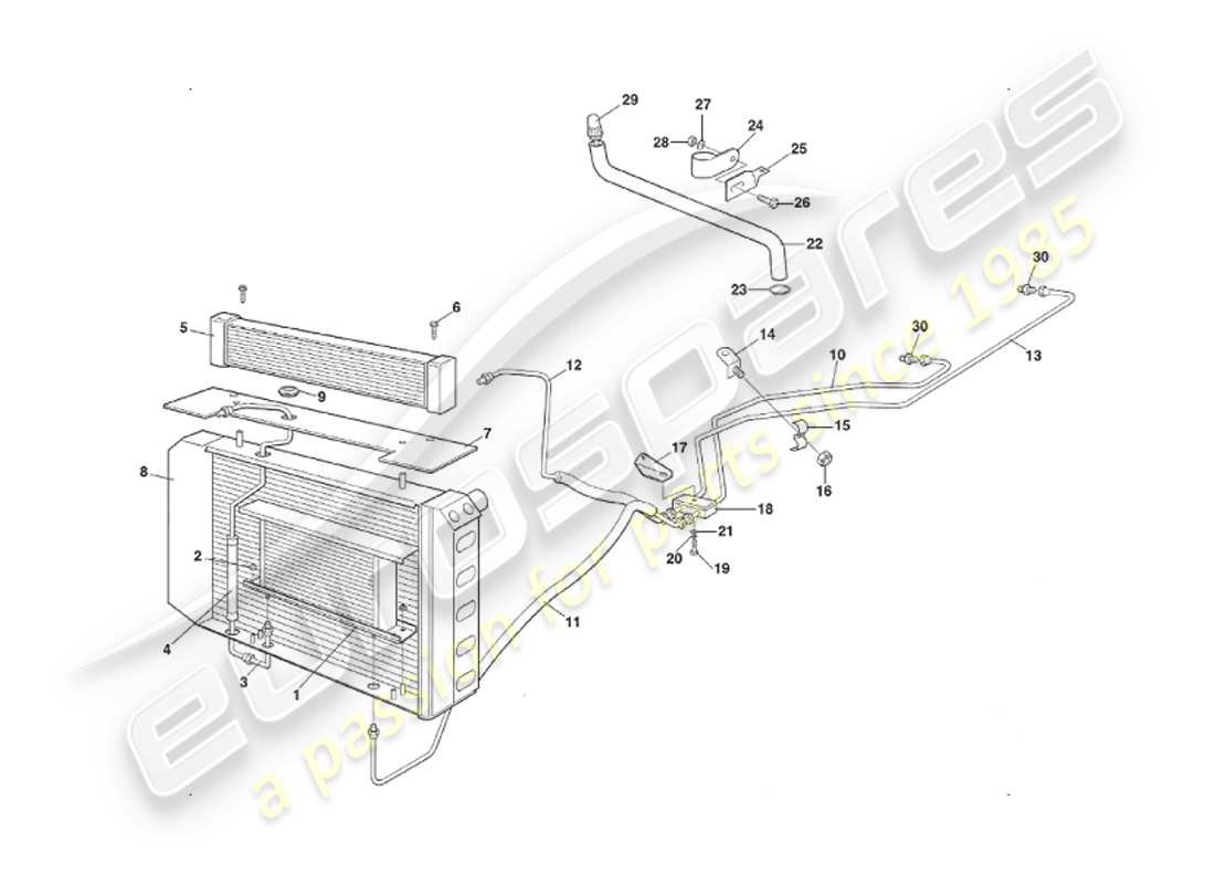 aston martin v8 virage (1999) automatic transmission, gearbox cooling, approx vin 60043to approx vin 60192 part diagram