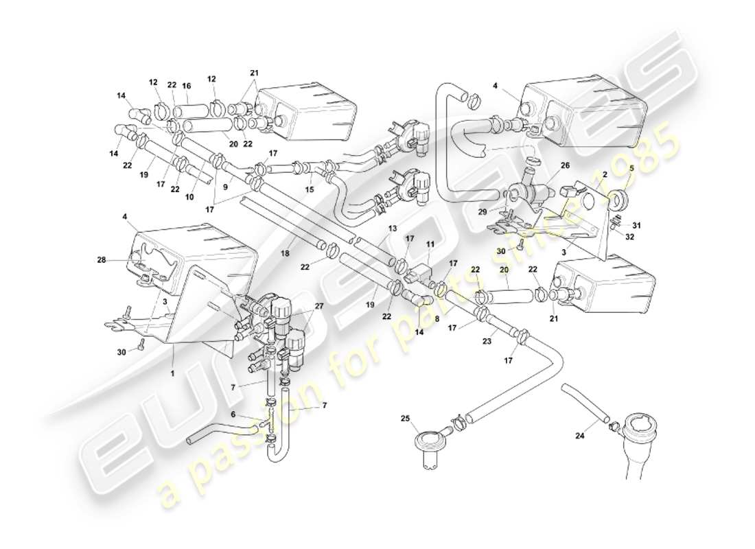 aston martin db7 vantage (2003) evaporative emission system, row part diagram